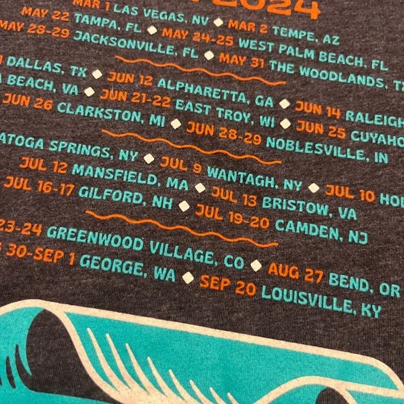 🎸 '24 Dave Matthews Band DMB Liquid Blue Ocean Soft 2 Side Tour UNWORN Soft Tee - Picture 13 of 13